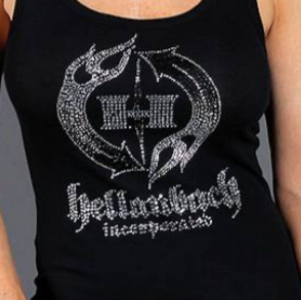 Hellanbach Crystal Tank Top, On Bella Tank, Extra Soft Biker Black